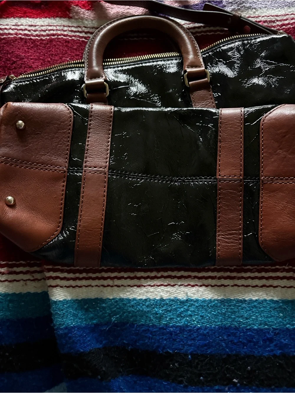 Vintage Kate Spade black patent leather satchel handbag